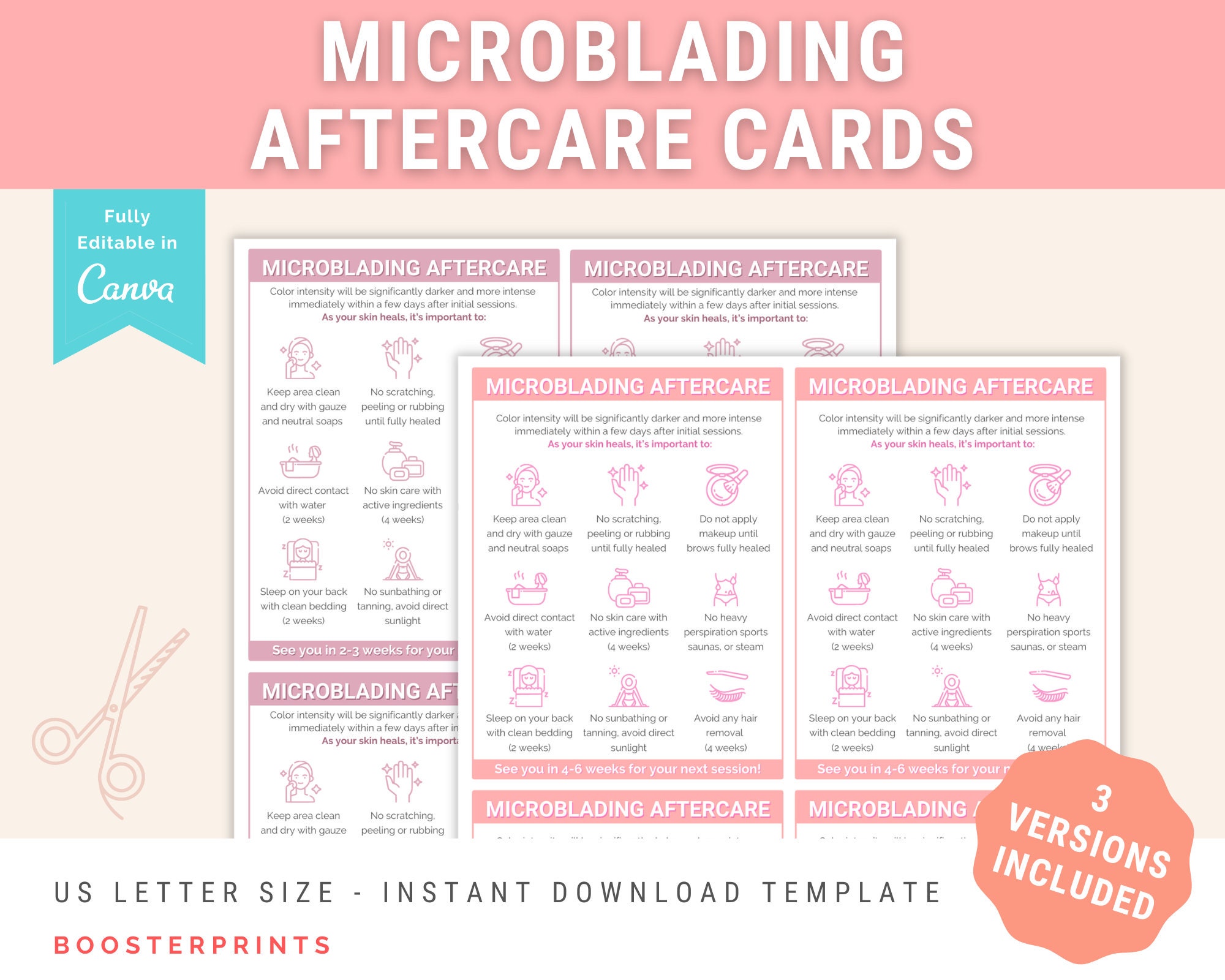 Microblading Aftercare Card Template PMU Design Template Lash - Etsy