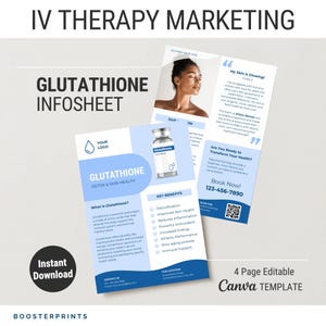 IV Infusion template Glutathione flyer IV therapy canva template glutathione template glutathione info iv infosheet iv vitamin therapy