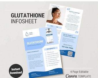 IV Infusion template Glutathione flyer IV therapy canva template glutathione template glutathione info iv infosheet iv vitamin therapy