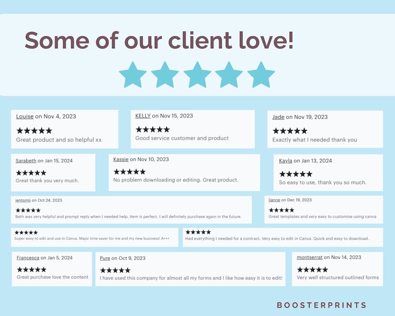 Booster Prints Client love