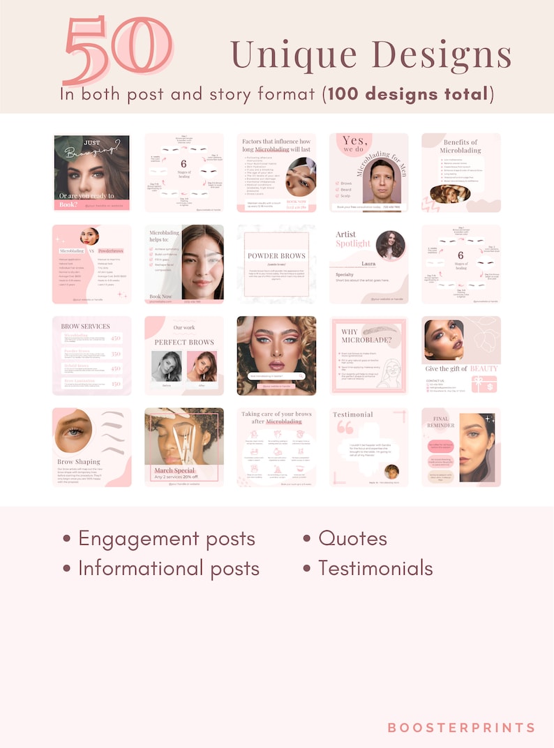 Microblading Insta Posts 50 PMU Instagram Flyers Posts IG Stories Pmu ...