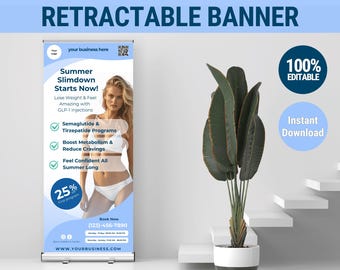 Medical Weight loss banner retractable Banner rollup banner for events GLP1 weightloss injection marketing Tirzepatide Semagluetide template
