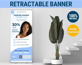 Weight loss marketing template banner design Medical Weight loss banner retractable banner rollup banner stand GLP1 weightloss injections