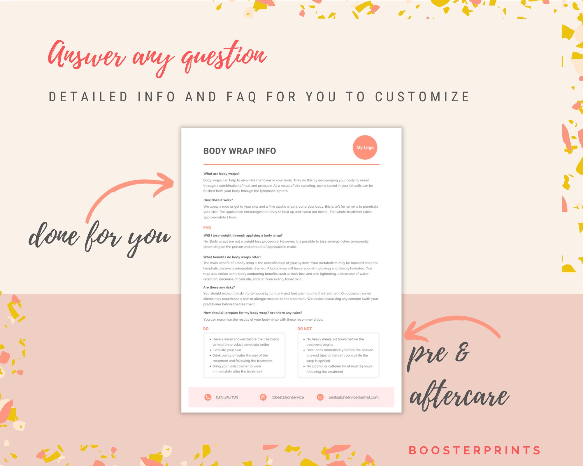 Body Wrap Consent Form Client Intake Form Editable Canva Template ...