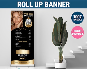 IV event poster banner Retractable Banner IV rollup banner IV event Banner iv vitamin therapy marketing iv drip marketing canva iv hydration