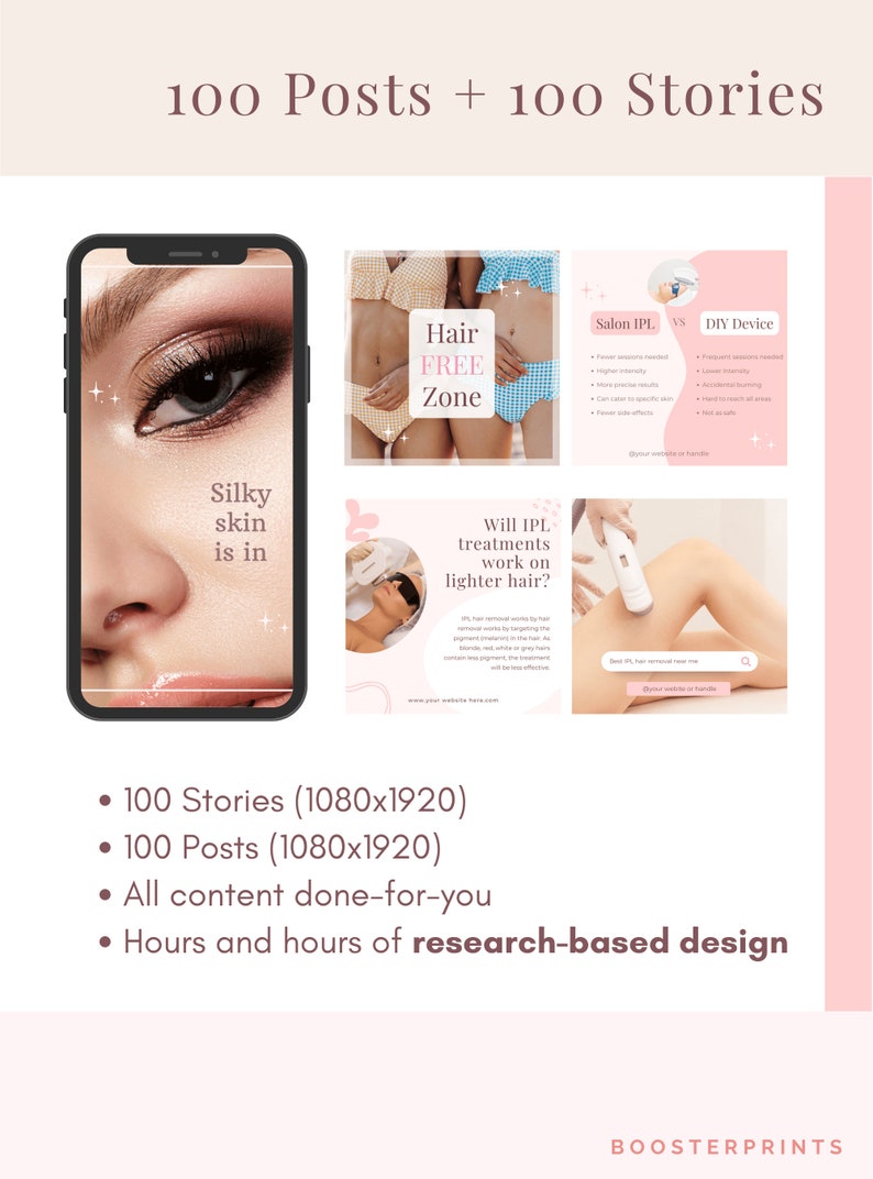 IPL Hair Removal Insta Posts & Stories, IPL Instagram Marketing ...