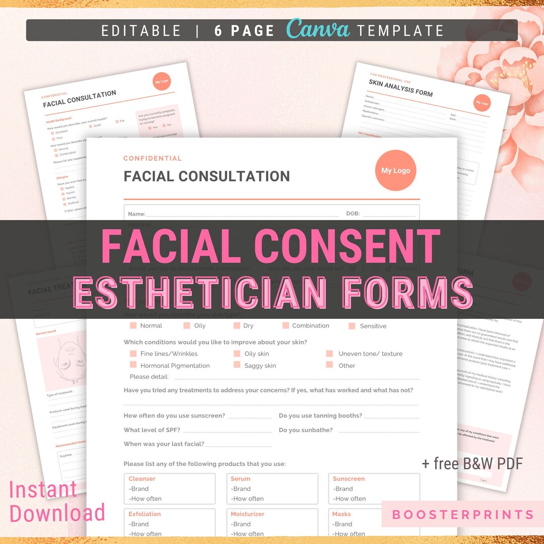 Facial Consent Form Consultation Esthetician Client Consent Intake ...