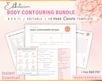 Body Contouring form Editable Intake Body Sculpting Client Consent body shaping Aftercare CardsEsthetician Body Sculpting forms template