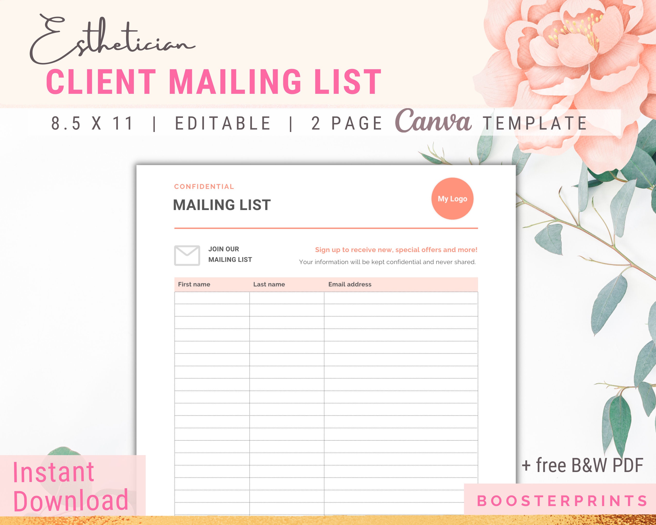 Mailing List Sign Up Sheet Email List Client Opt in Salon Clients business-mailing-list-templates-at-allbusinesstemplates