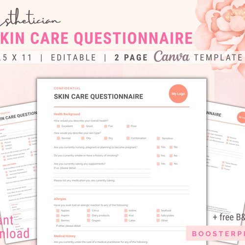 Facial Consent Forms Skin Questionnaire Skin Care Survey - Etsy