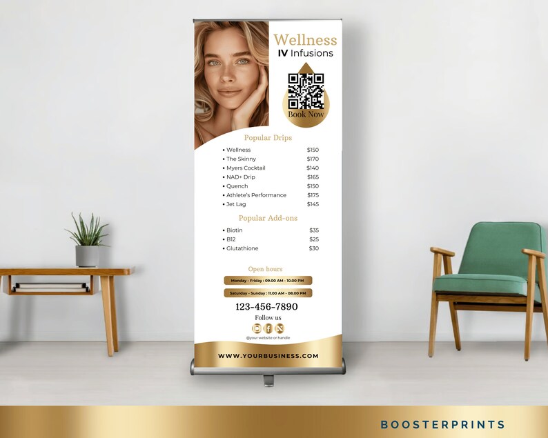 IV Therapy Menu Banner Retractable Iv Banner IV Rollup Banner IV Event ...