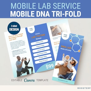 Mobile DNA testing flyer business marketing trifold DNA concierge template Mobile Lab flyer phlebotomy dna Concierge flyer dna template