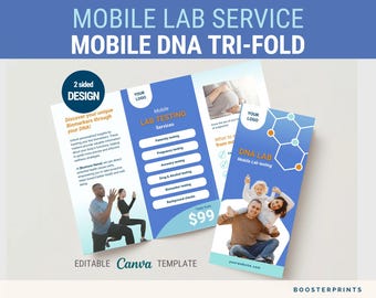 Mobile DNA testing flyer business marketing trifold DNA concierge template Mobile Lab flyer phlebotomy dna Concierge flyer dna template