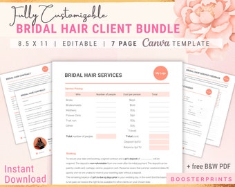 Bridal Hair Contract Wedding hairstylist form Hair Consent form cover letter payment template feedback Wedding contract hairdresser