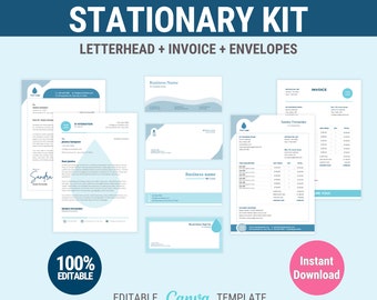 IV therapy canva kit  invoice letterhead envelope template iv infusion template iv drip template IV hydration template iv therapy stationary