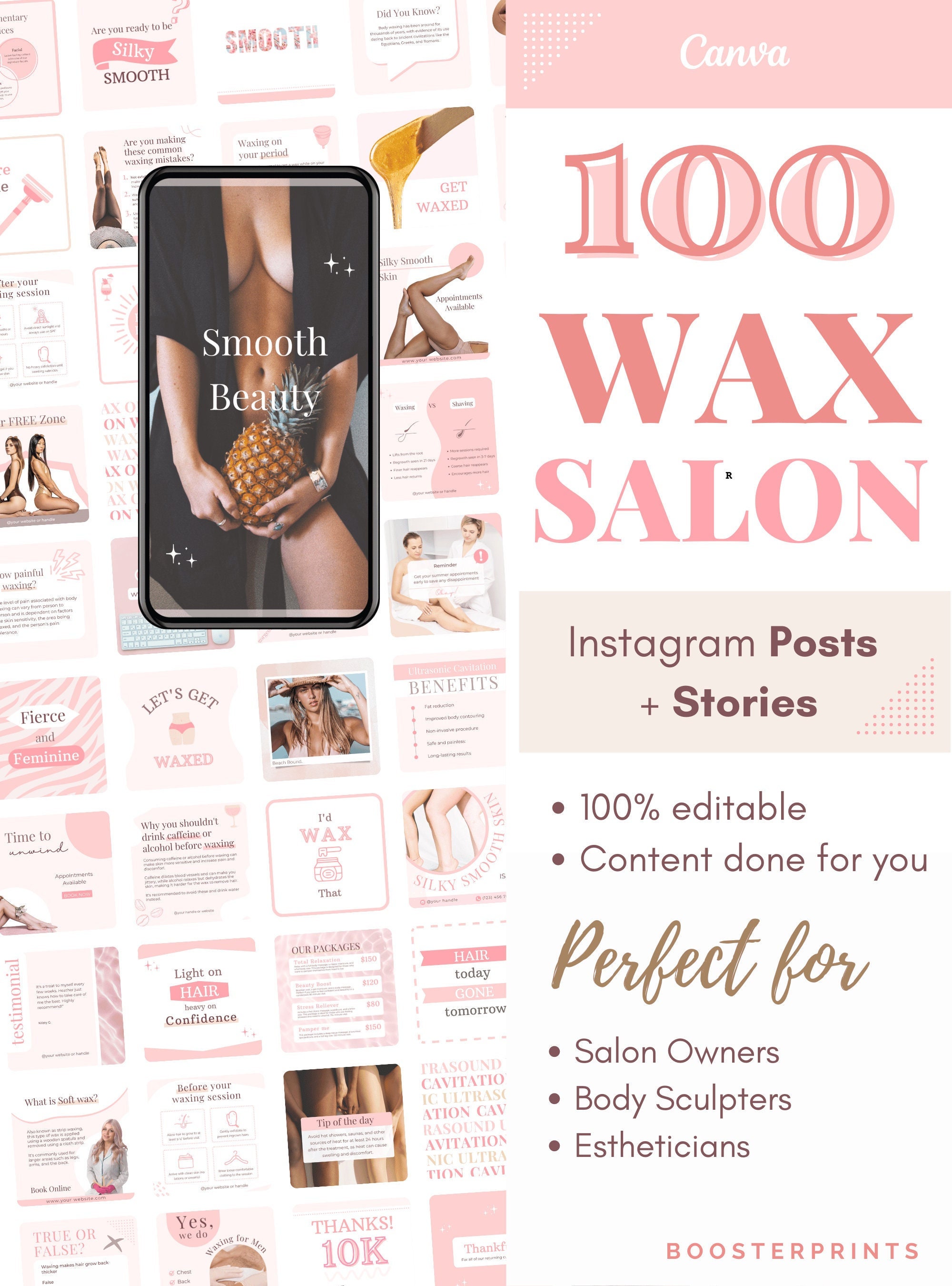 Waxing Instagram template Waxing instagram templates Wax insta Waxing Insta posts & stories Esthetician Wax Artist tips Day Spa Wax Salon