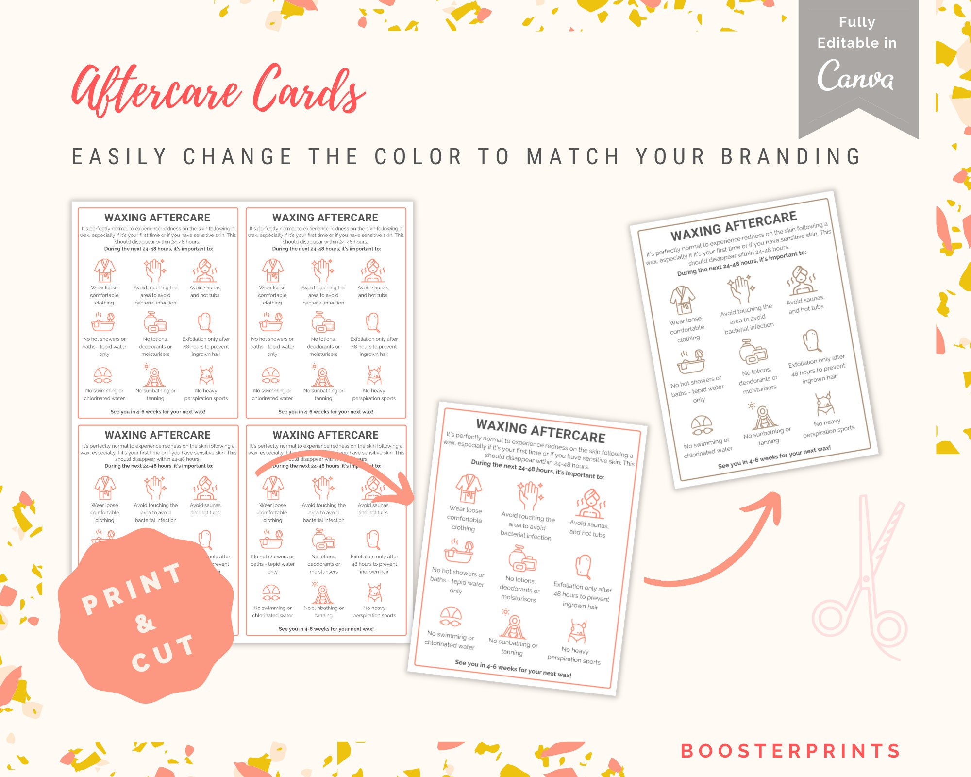 Waxing Consent Forms Wax Salon Client Intake Form Waxing Aftercare Card ...
