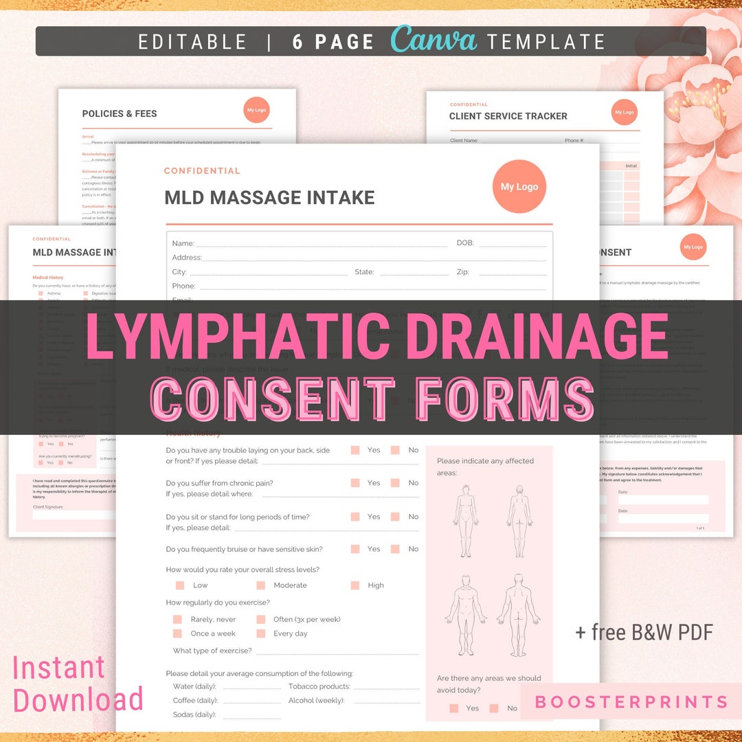 Lympatic Drainage Consent Forms Lymph Drain Massage MLD Massage Form