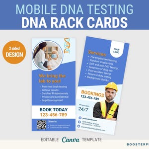 Cartes de rack de test ADN mobiles Brochures de laboratoire mobile Dépliant de test ADN mobile Modèle de brochure d'ADN Cartes de rack de laboratoire mobile de marketing de conciergerie ADN