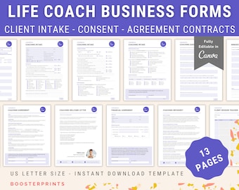 Coaching Contract template Coach Client Intake Coach agreement form Life Coach Payment Contract Coach form Life Coaching consent template
