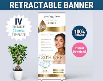 IV therapy marketing banner Retractable Banner IV rollup banner IV event Banner iv vitamin marketing iv drip marketing canva iv hydration