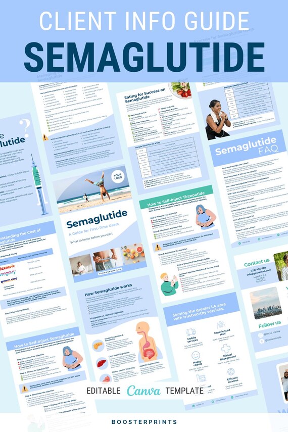 semaglutide info Semaglutide Info Sheets Client Medical Weight Loss Clinic Semagluetide  Template Glp1 Weigh Loss Ozempik Wegovy Canva Template Medical Weight