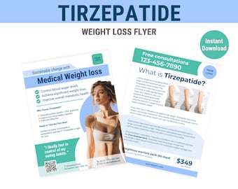 Tirzepatide flyer template Weight loss brochure  medical weight loss marketing weightloss clinic flyer semagluetide flyer canva template