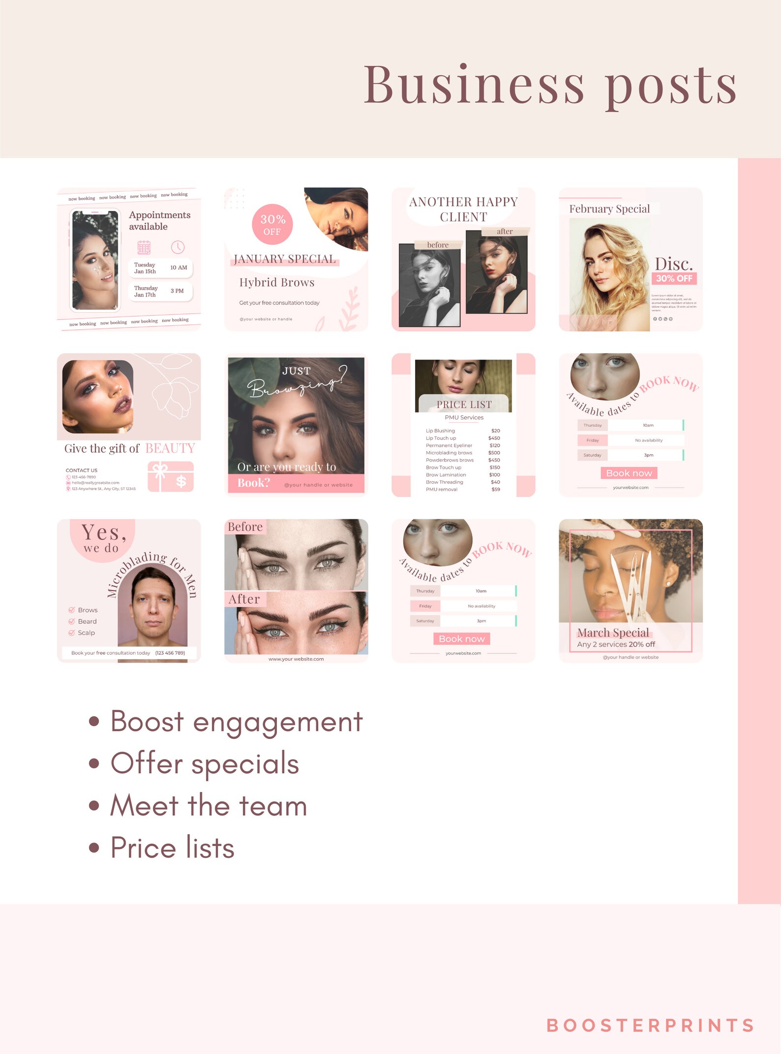 Microblading Insta Posts 50 PMU Instagram Flyers Posts IG Stories Pmu ...