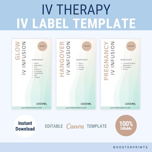 IV wellness bag labels editable IV vitamin therapy templates premium IV label black gold iv template iv hydration business iv infusion bag