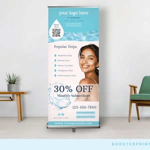 IV Retractable Banner IV rollup banner IV event Banner iv vitamin therapy marketing iv drip marketing canva iv hydration template iv template