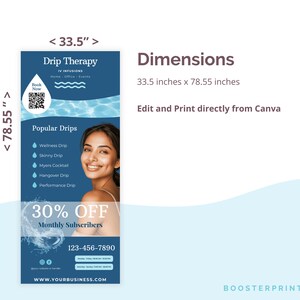 IV Retractable Banner IV rollup banner IV event Banner iv vitamin therapy marketing iv drip marketing canva iv hydration template iv template