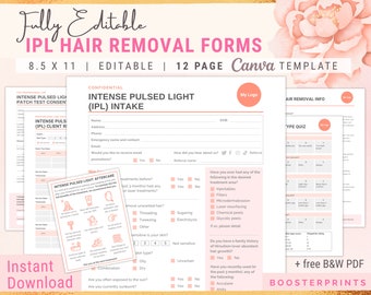 IPL Hair Removal Forms: Esthetician Client Intake Template (Digital Download)