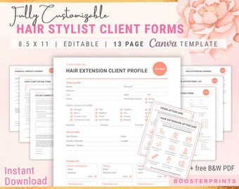 Hair Stylist Templates Formmuster Einverständniserklärungen für Hairstylist Forms Haar-Beratungs-Formulare für Friseur Klient Forms Salon Haarverlängerungsvertrag
