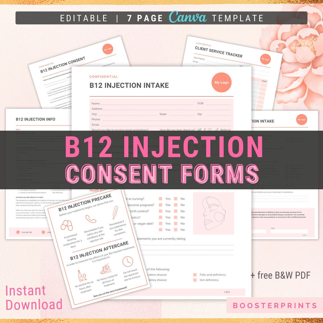 B12 Injection Forms B12 Injection Consent Forms IV Therapy Intake Form