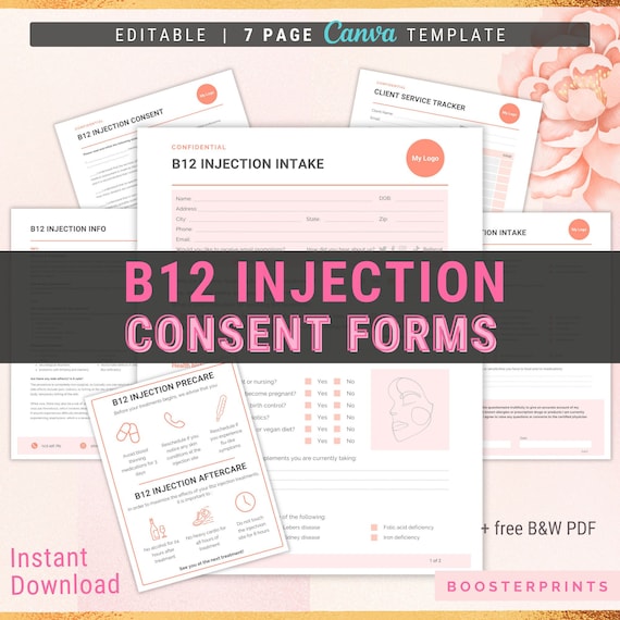 B12 Injection Forms B12 Injection Consent Forms IV Therapy Intake Form B12  Consent IV Therapy Aftercare Esthetician Template Medspa Forms - Etsy  Australia