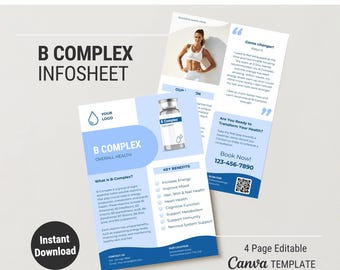 B-Complex vitamin flyer IV therapy template b-complex flyer IV therapy canva template b complex template iv patient info iv infosheet canva