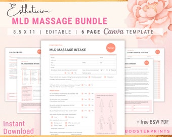 Lympatic Drainage Massage Consent Forms Lymph Drain Massage Therapist form Body Contouring Body Sculpting Masseuse Template MLD Massage Form