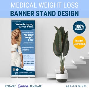 Weightloss marketing banner template design Medical Weightloss injection template retractable banner rollup banner GLP1 weight loss template