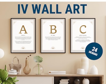 Poster per terapia endovenosa, decorazione murale stampabile per idratazione endovenosa, modello per sala d'attesa per terapia vitaminica endovenosa, infusione endovenosa, arte murale medica