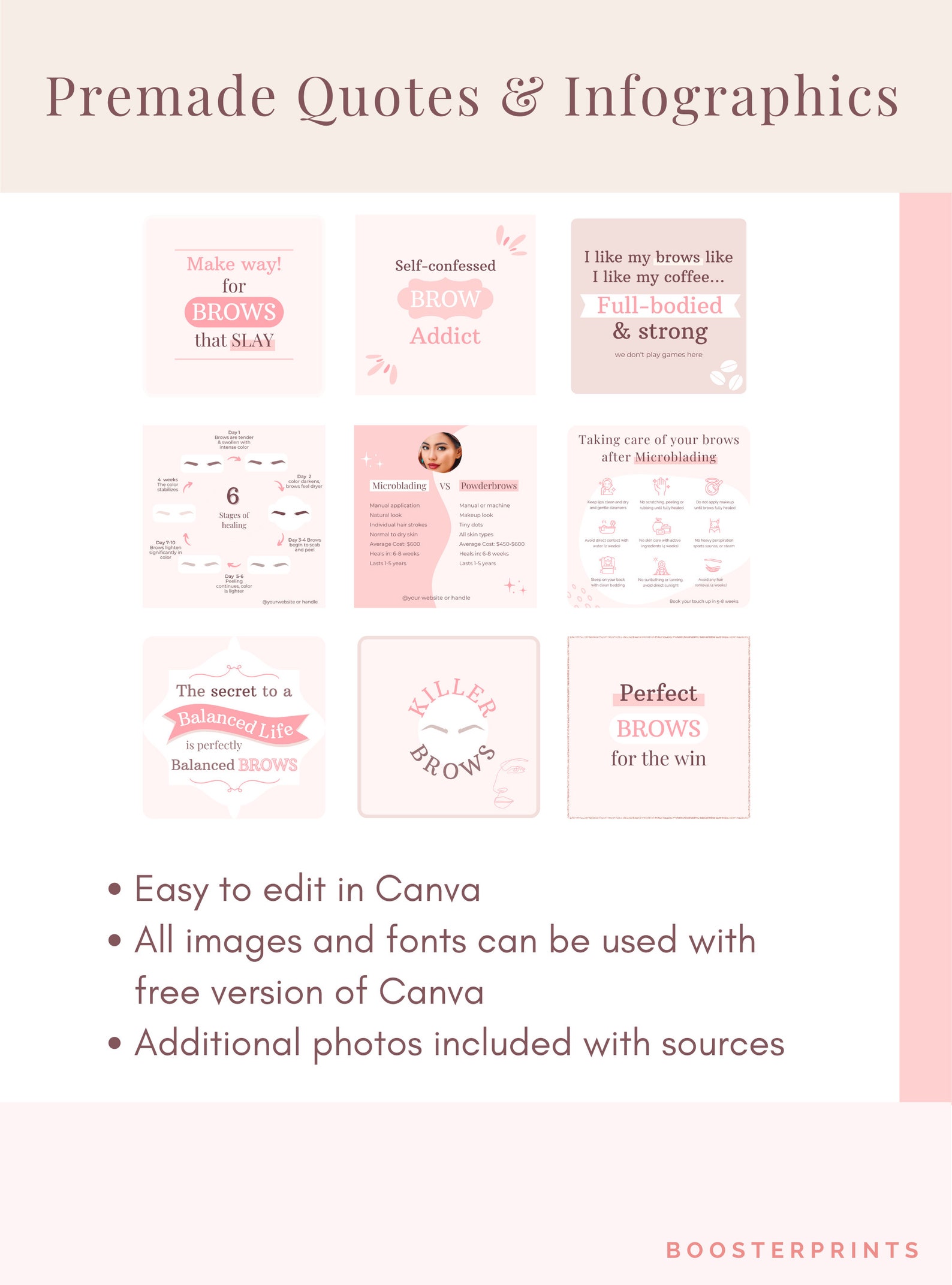 Microblading Insta Posts 50 PMU Instagram Flyers Posts IG Stories Pmu ...