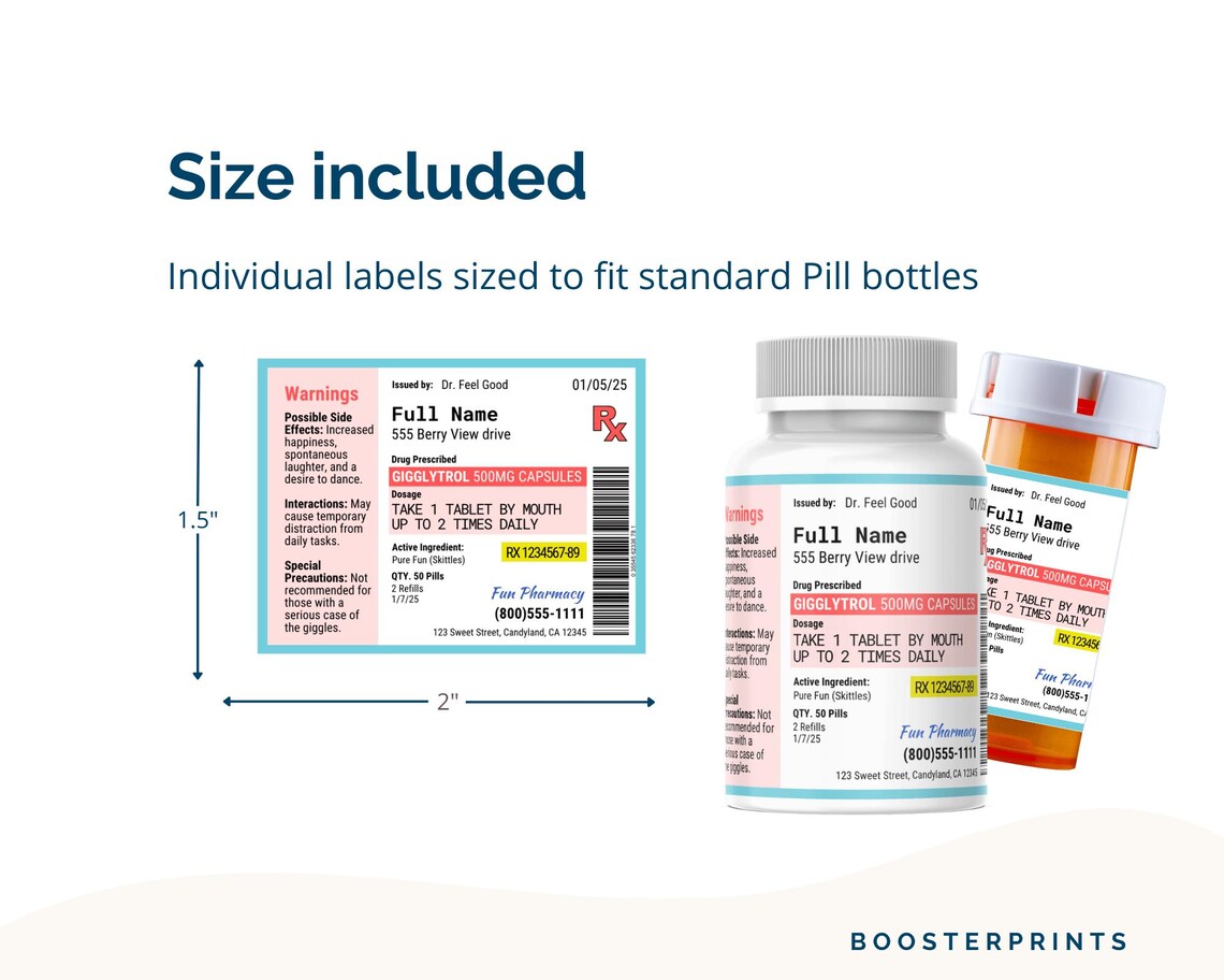 RX Labels Template, Prescription Bottle Template Editable RX Label ...