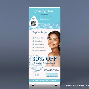 IV Retractable Banner IV rollup banner IV event Banner iv vitamin therapy marketing iv drip marketing canva iv hydration template iv templat
