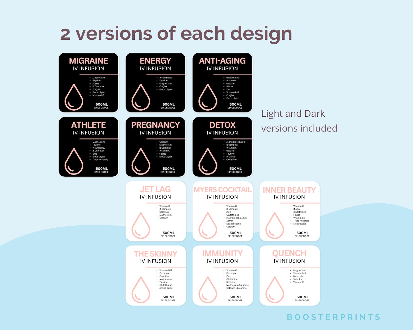 IV Drip Bags Label Editable IV Vitamin Therapy Bag Label IV Labels ...