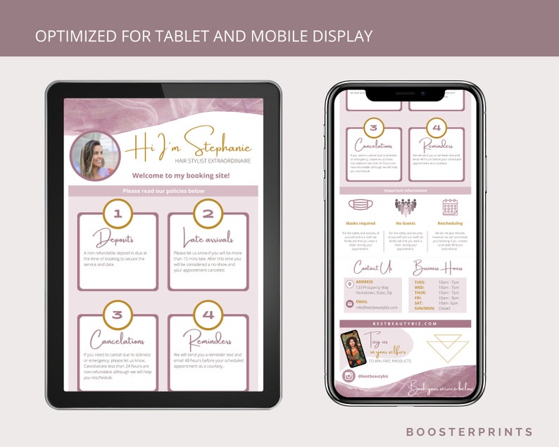 Acuity template for service professionals. Estheticians, hair stylists, lash artists. Canva template in rose quartz. Image 4