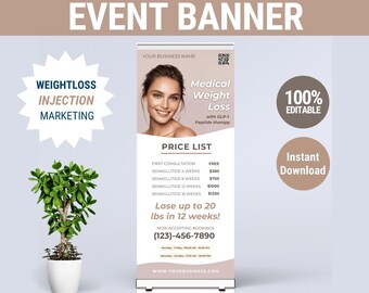 Medspa poster design Medical Weight loss banner stand GLP1 banner business sign promotion weightloss marketing semagluetide