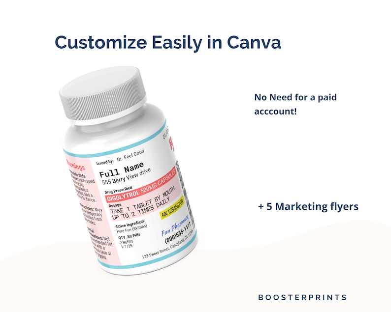 RX Labels Template, Prescription Bottle Template Editable RX Label ...