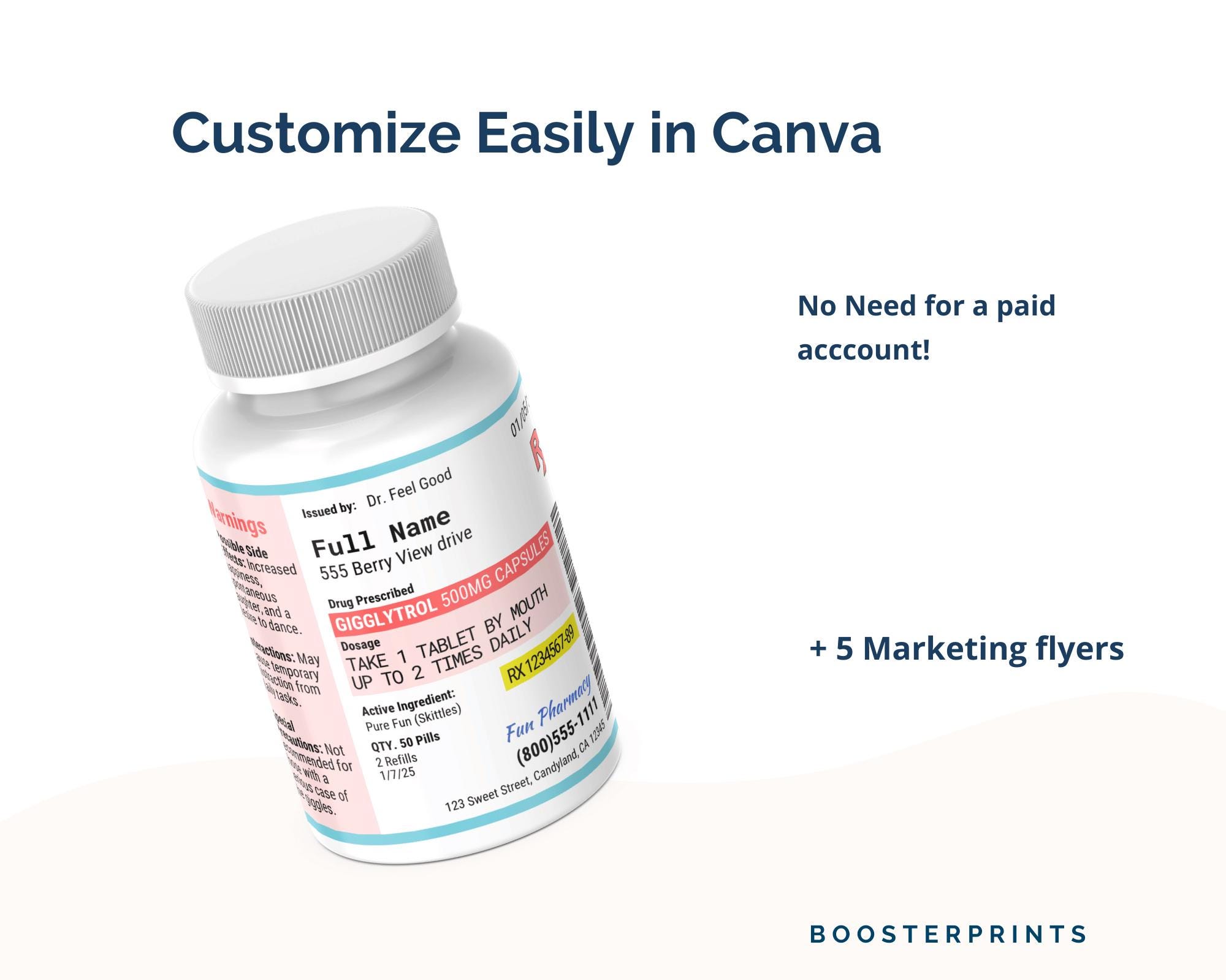 RX Labels Template, Prescription Bottle Template Editable RX Label ...