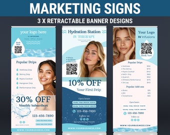 IV therapy marketing event banner IV Retractable IV standup Banner Iv rollup banner iv vitamin therapy marketing canva iv infusion marketing