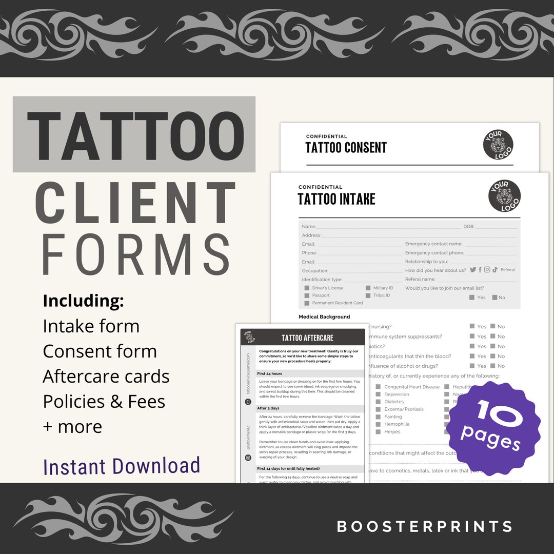 Tattoo Consent Forms Tattoo Artist Client Forms Tattoo Studio Intake Tattoo Consent Forms Tattoo Artist Client Forms Tattoo Studio Intake
