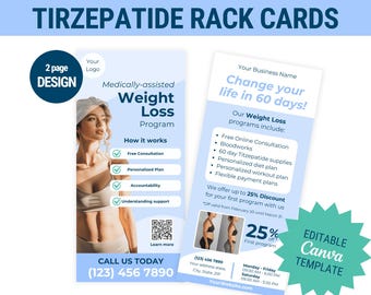 Tirzepatide rack card flyer weight loss brochures tirzepatide weight loss injection flyer weight loss clinic marketing canva zepbound flyer